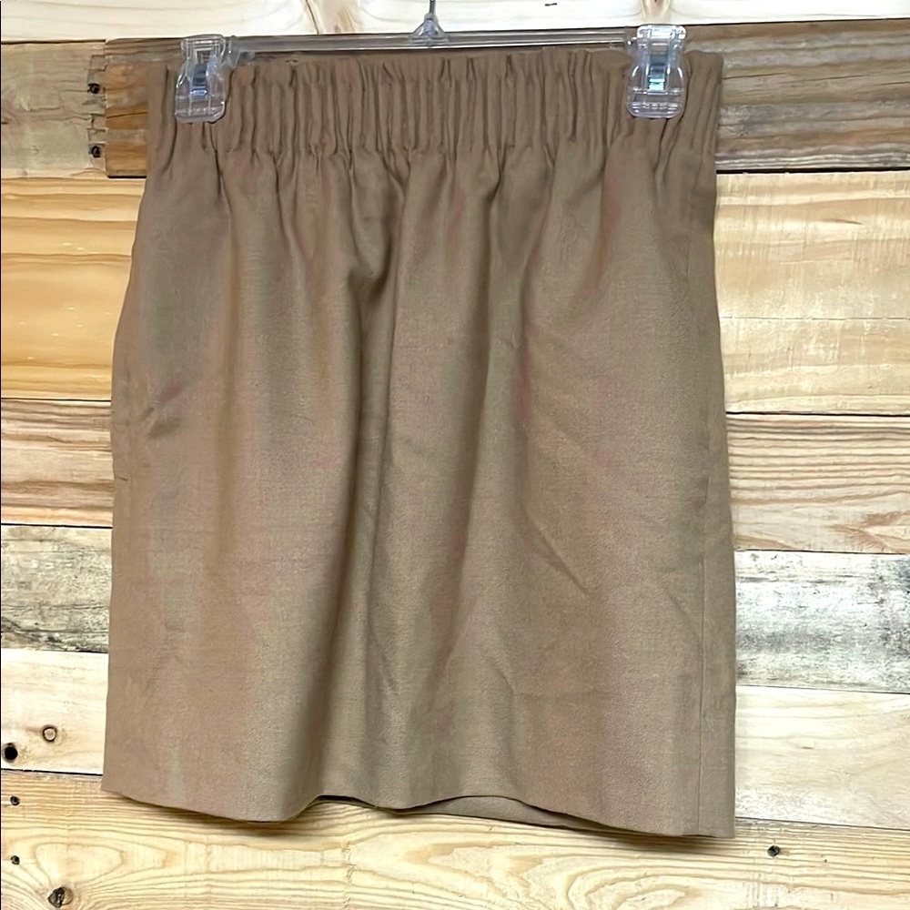 J. Crew Size 0 Tan Wool Elastic Waist Band With Pockets Mini Skirt